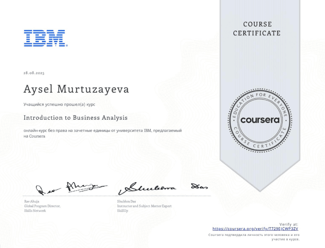 İntroduction to business Analysis